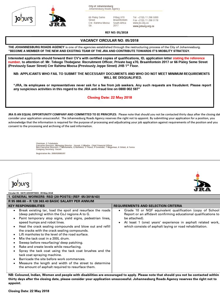 City Of Johannesburg Vacancies [20 Positions] Jobs in South Africa 2025